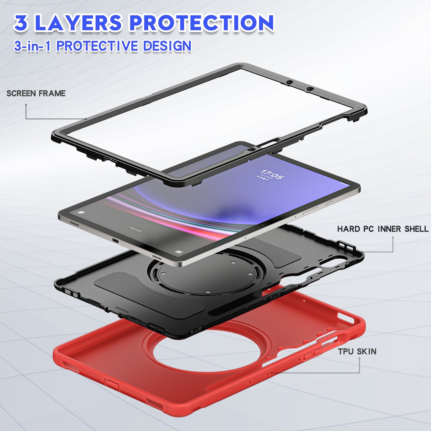 For Samsung Galaxy Tab S9 FE / S7 T870 / S8 X700 / S9 X710 Case Kickstand Tablet Cover with Pen Slot