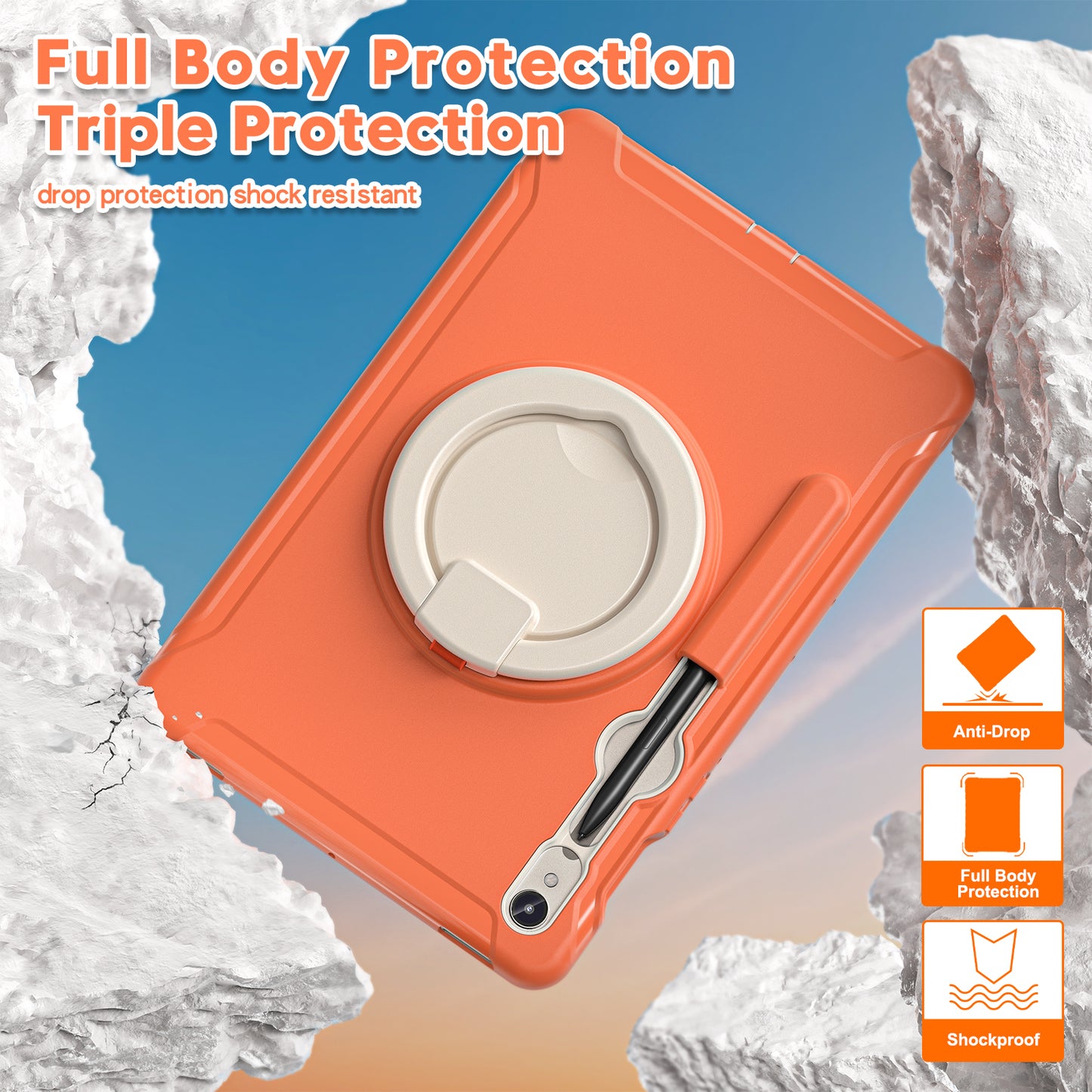 For Samsung Galaxy Tab S9 FE / S7 T870 / S8 X700 / S9 X710 Case Kickstand Tablet Cover with Pen Slot