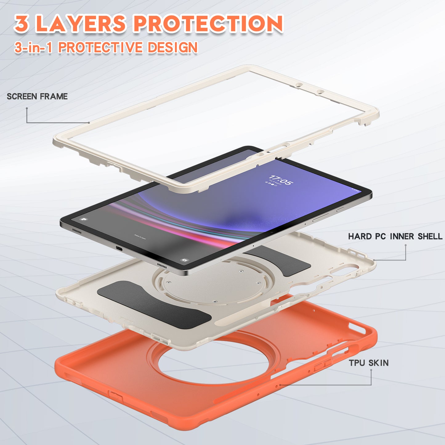 For Samsung Galaxy Tab S9 FE / S7 T870 / S8 X700 / S9 X710 Case Kickstand Tablet Cover with Pen Slot