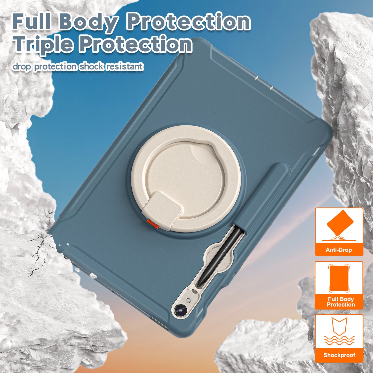 For Samsung Galaxy Tab S9 FE / S7 T870 / S8 X700 / S9 X710 Case Kickstand Tablet Cover with Pen Slot