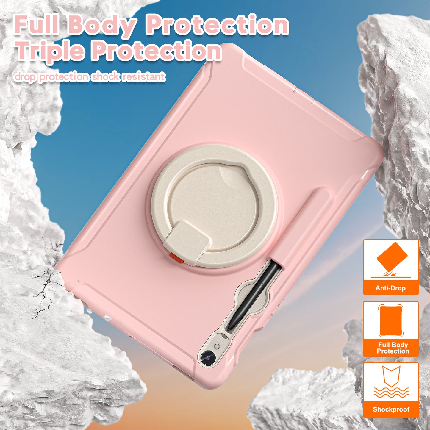 For Samsung Galaxy Tab S9 FE / S7 T870 / S8 X700 / S9 X710 Case Kickstand Tablet Cover with Pen Slot