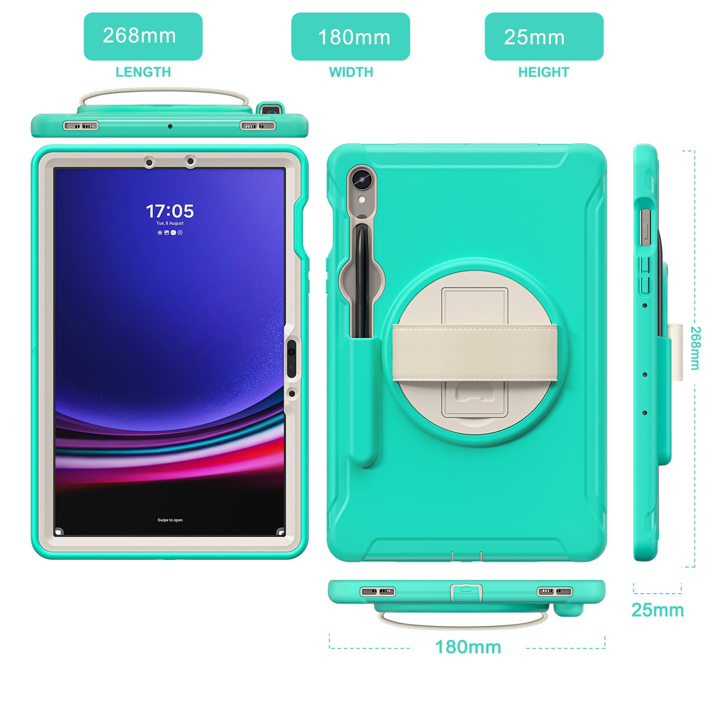 For Samsung Galaxy Tab S9 FE / S7 T870 / S8 X700 / S9 X710 Case PC+TPU Kickstand Tablet Cover with Pen Slot