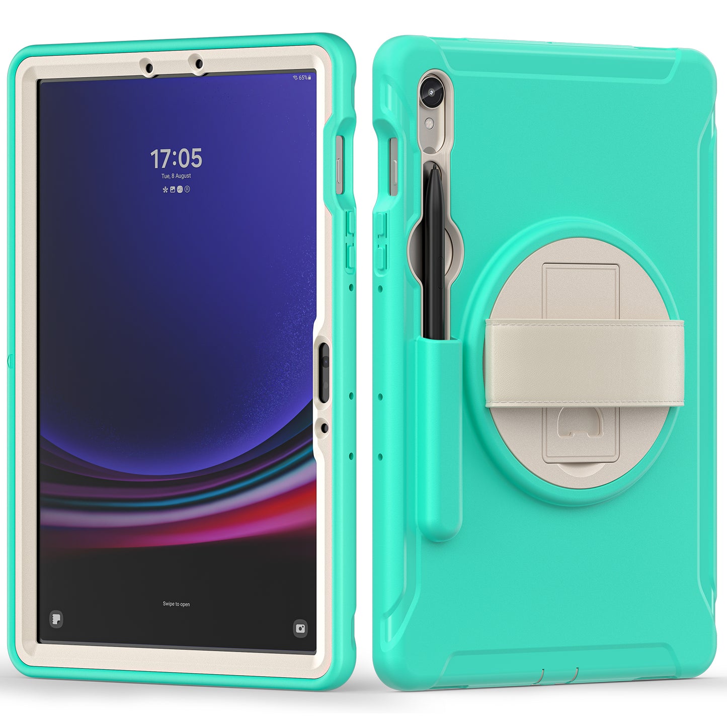 For Samsung Galaxy Tab S9 FE / S7 T870 / S8 X700 / S9 X710 Case PC+TPU Kickstand Tablet Cover with Pen Slot
