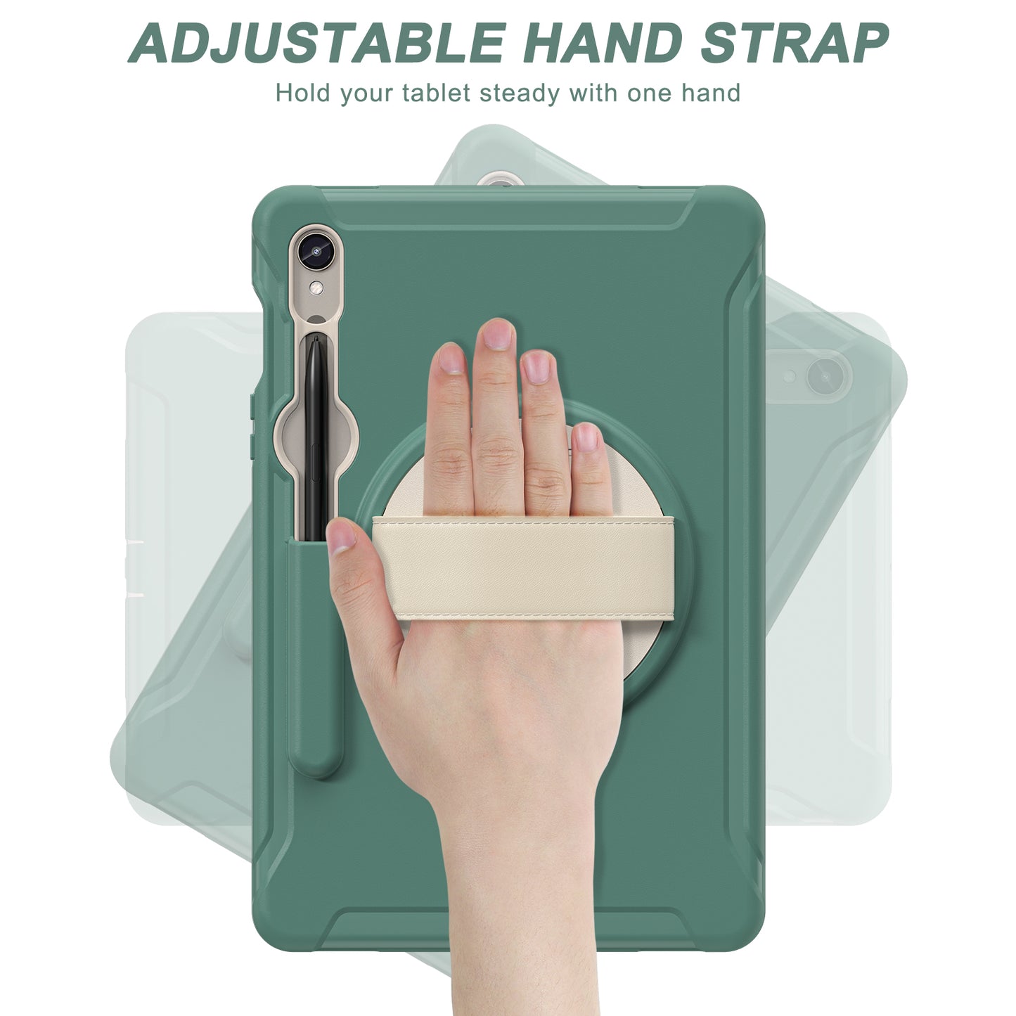 For Samsung Galaxy Tab S9 FE / S7 T870 / S8 X700 / S9 X710 Case PC+TPU Kickstand Tablet Cover with Pen Slot