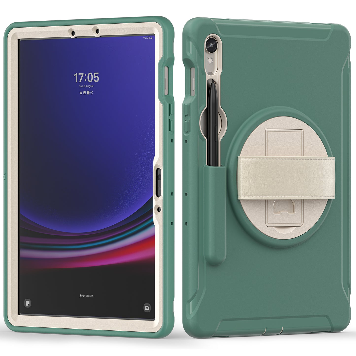 For Samsung Galaxy Tab S9 FE / S7 T870 / S8 X700 / S9 X710 Case PC+TPU Kickstand Tablet Cover with Pen Slot