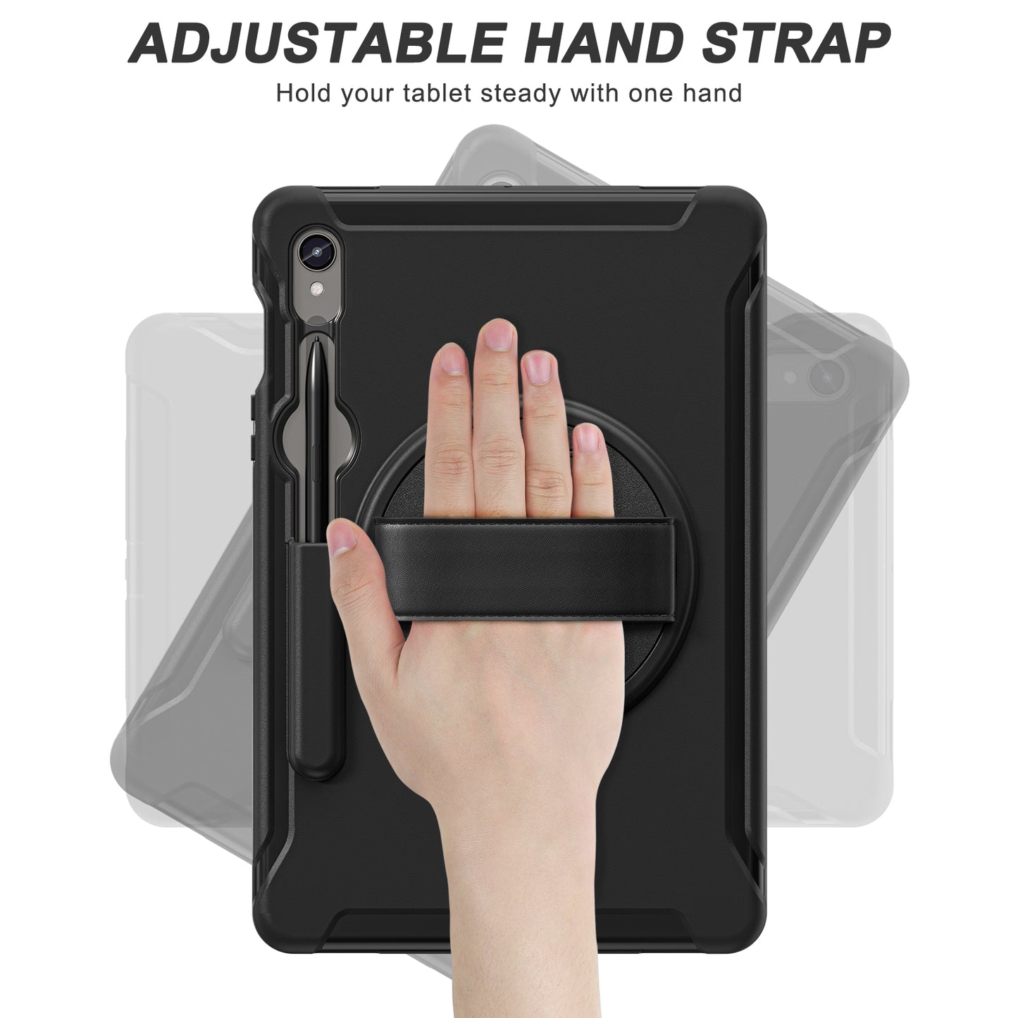 For Samsung Galaxy Tab S9 FE / S7 T870 / S8 X700 / S9 X710 Case PC+TPU Kickstand Tablet Cover with Pen Slot