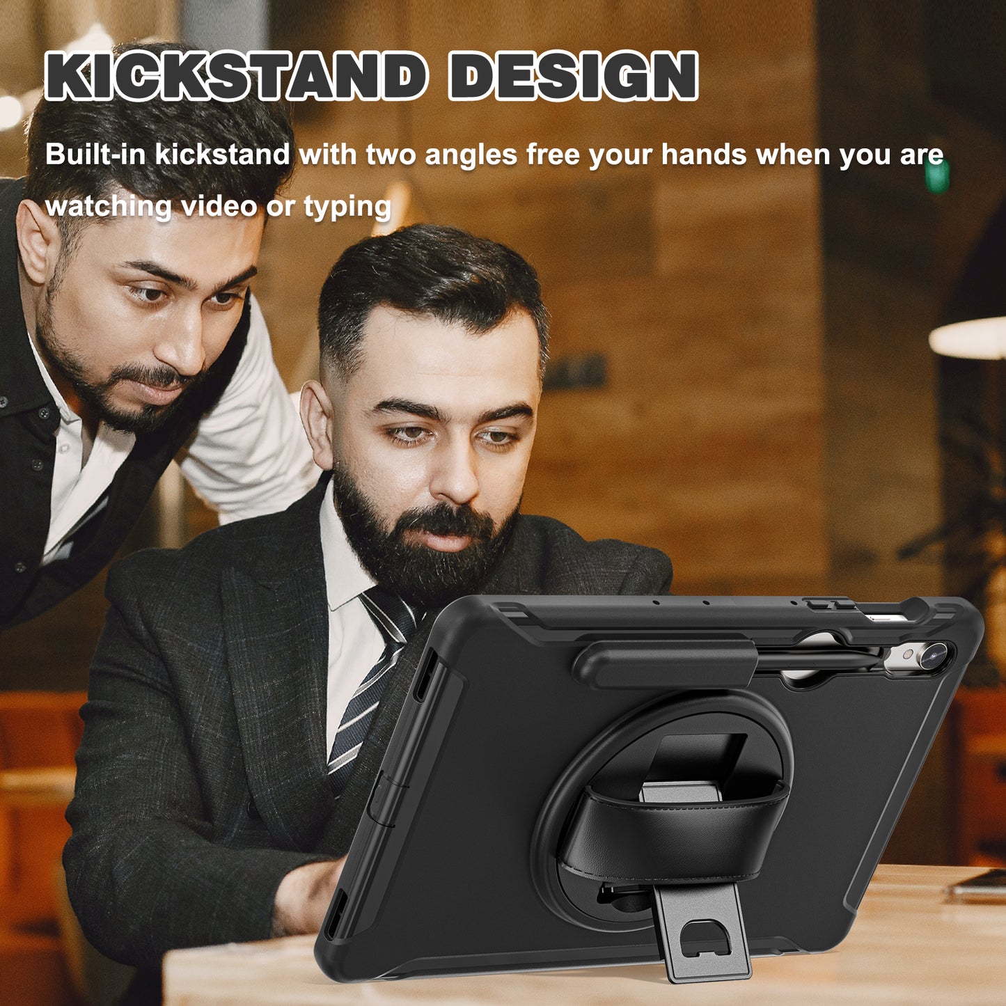 For Samsung Galaxy Tab S9 FE / S7 T870 / S8 X700 / S9 X710 Case PC+TPU Kickstand Tablet Cover with Pen Slot