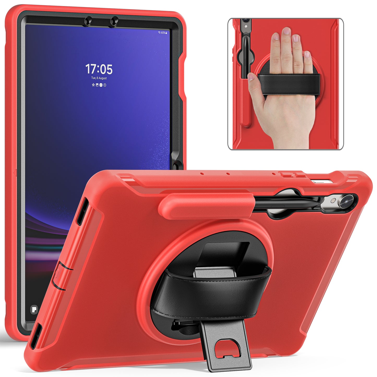 For Samsung Galaxy Tab S9 FE / S7 T870 / S8 X700 / S9 X710 Case PC+TPU Kickstand Tablet Cover with Pen Slot