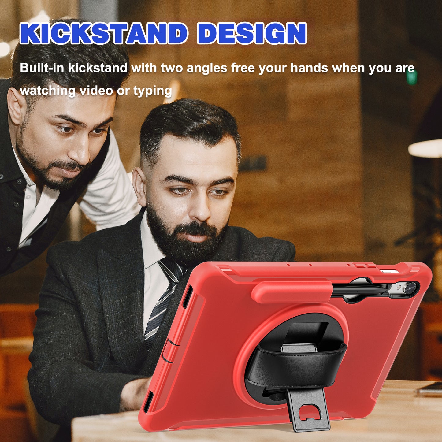 For Samsung Galaxy Tab S9 FE / S7 T870 / S8 X700 / S9 X710 Case PC+TPU Kickstand Tablet Cover with Pen Slot