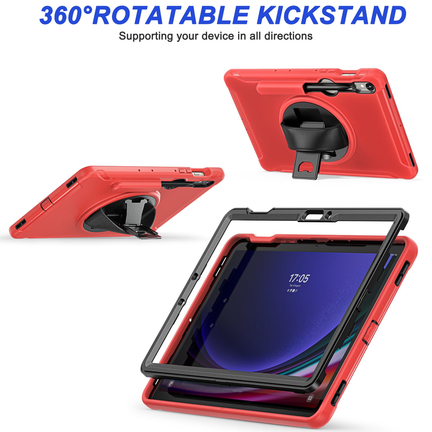 For Samsung Galaxy Tab S9 FE / S7 T870 / S8 X700 / S9 X710 Case PC+TPU Kickstand Tablet Cover with Pen Slot