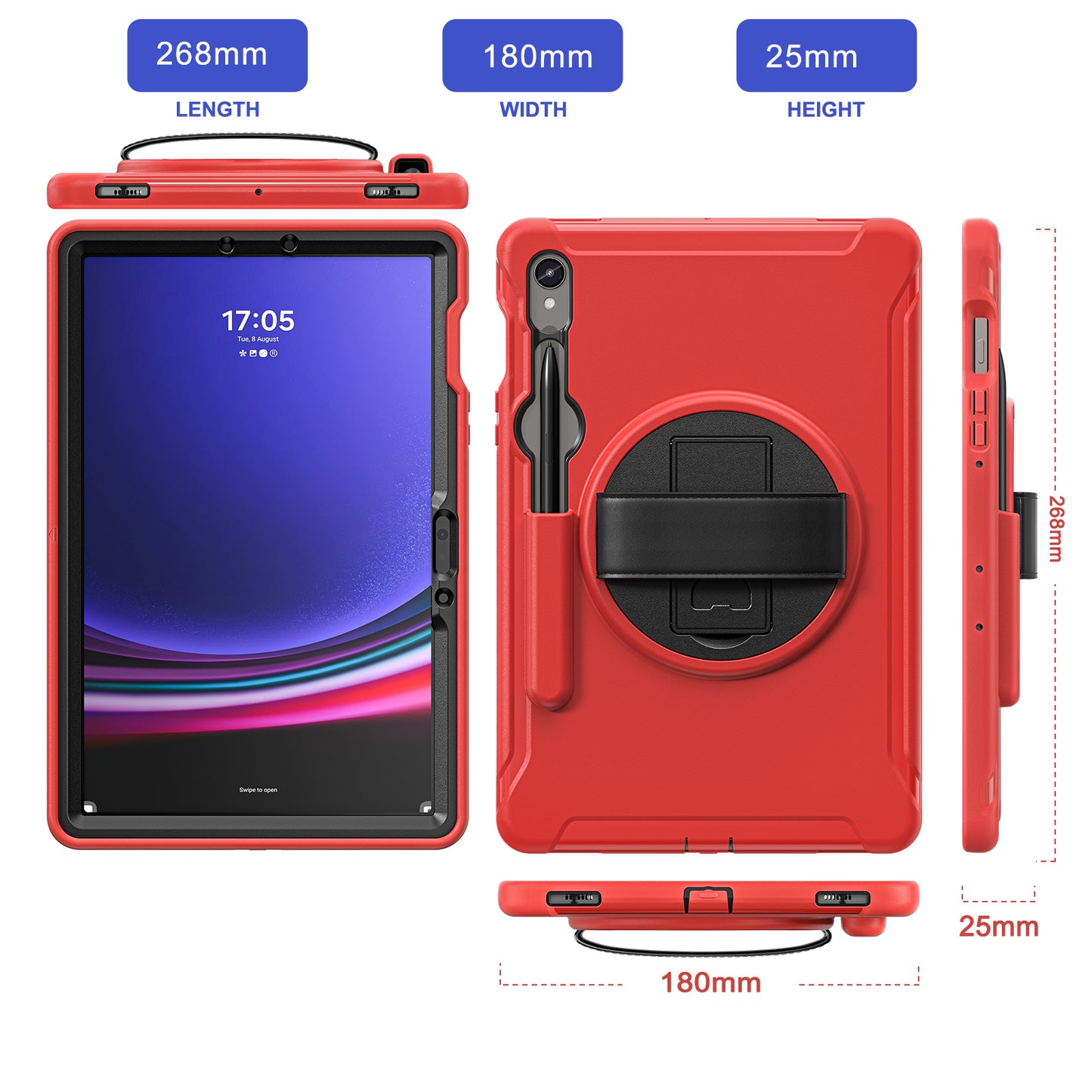 For Samsung Galaxy Tab S9 FE / S7 T870 / S8 X700 / S9 X710 Case PC+TPU Kickstand Tablet Cover with Pen Slot