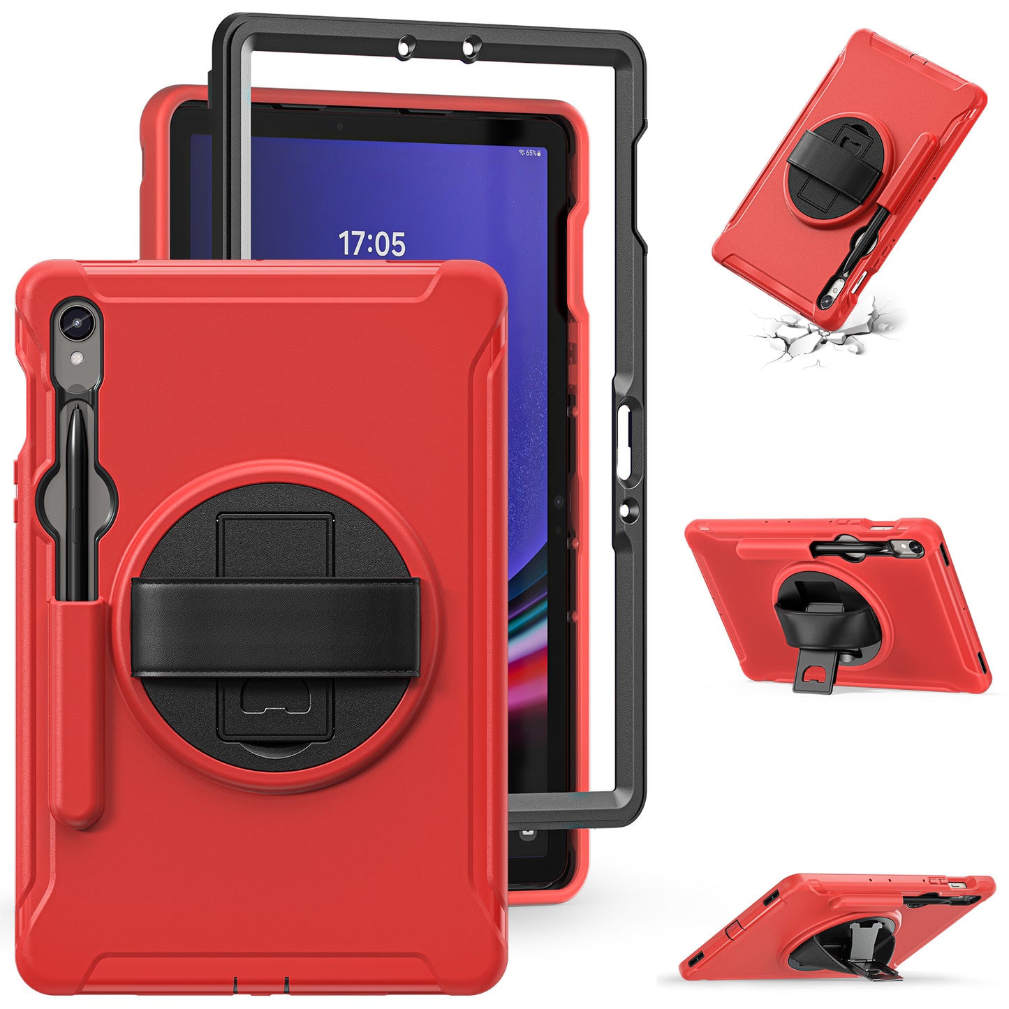 For Samsung Galaxy Tab S9 FE / S7 T870 / S8 X700 / S9 X710 Case PC+TPU Kickstand Tablet Cover with Pen Slot
