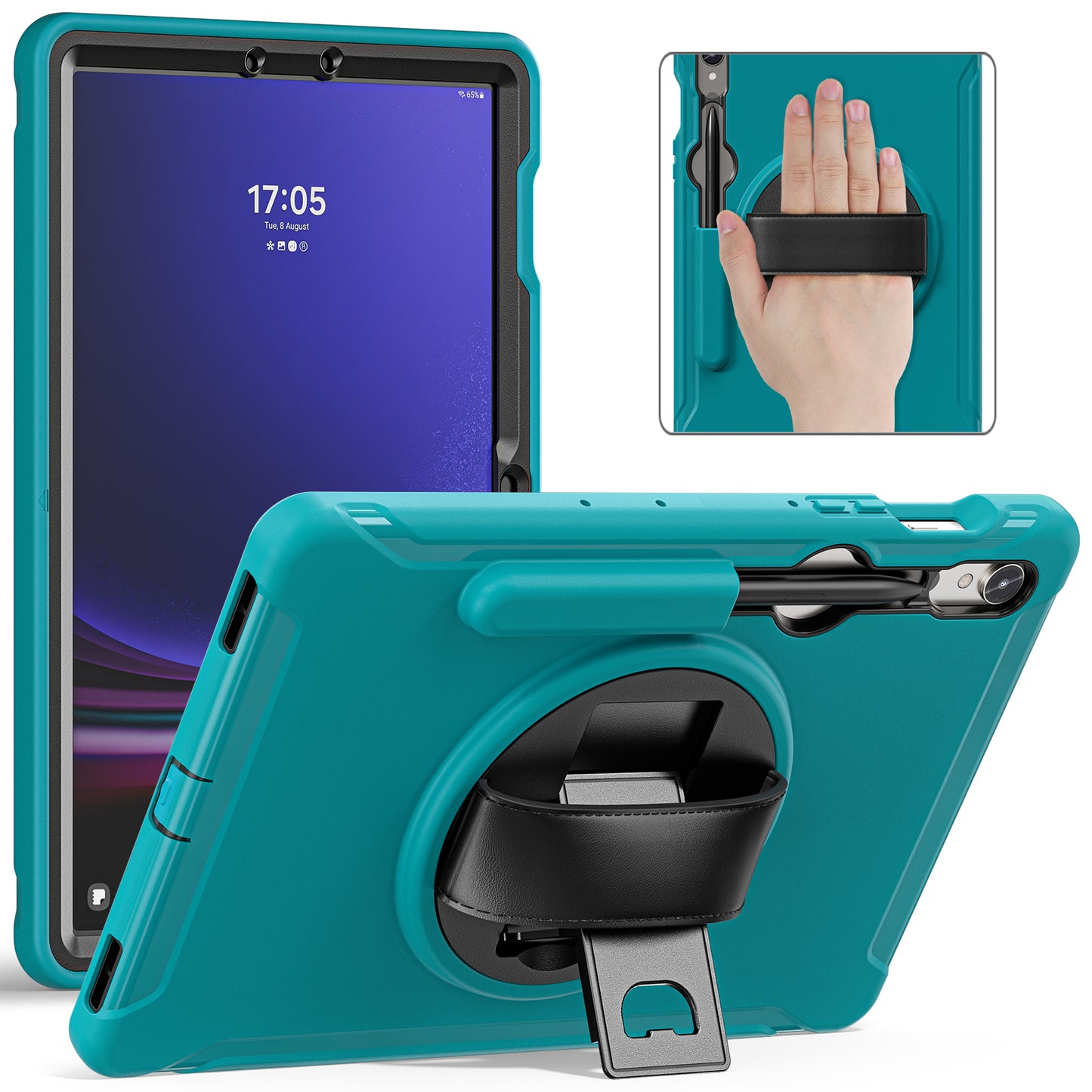 For Samsung Galaxy Tab S9 FE / S7 T870 / S8 X700 / S9 X710 Case PC+TPU Kickstand Tablet Cover with Pen Slot