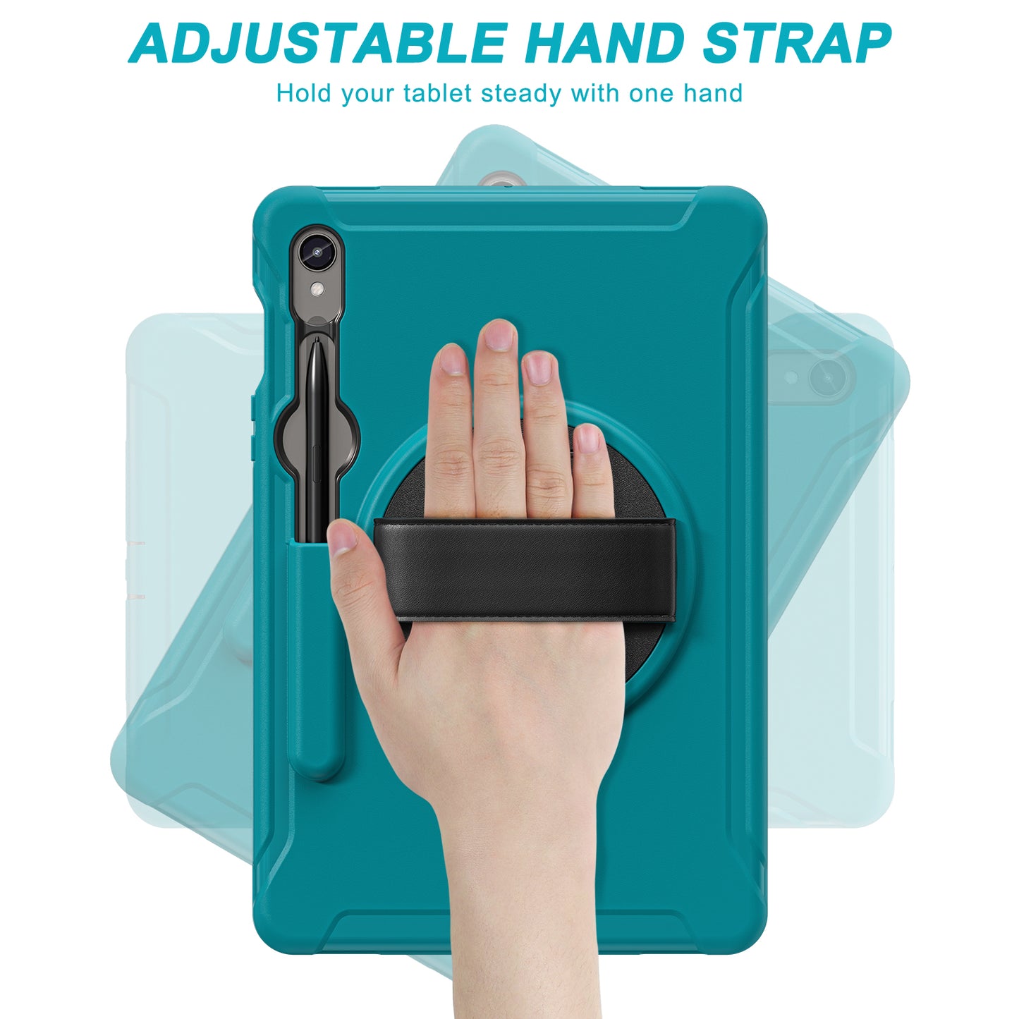 For Samsung Galaxy Tab S9 FE / S7 T870 / S8 X700 / S9 X710 Case PC+TPU Kickstand Tablet Cover with Pen Slot