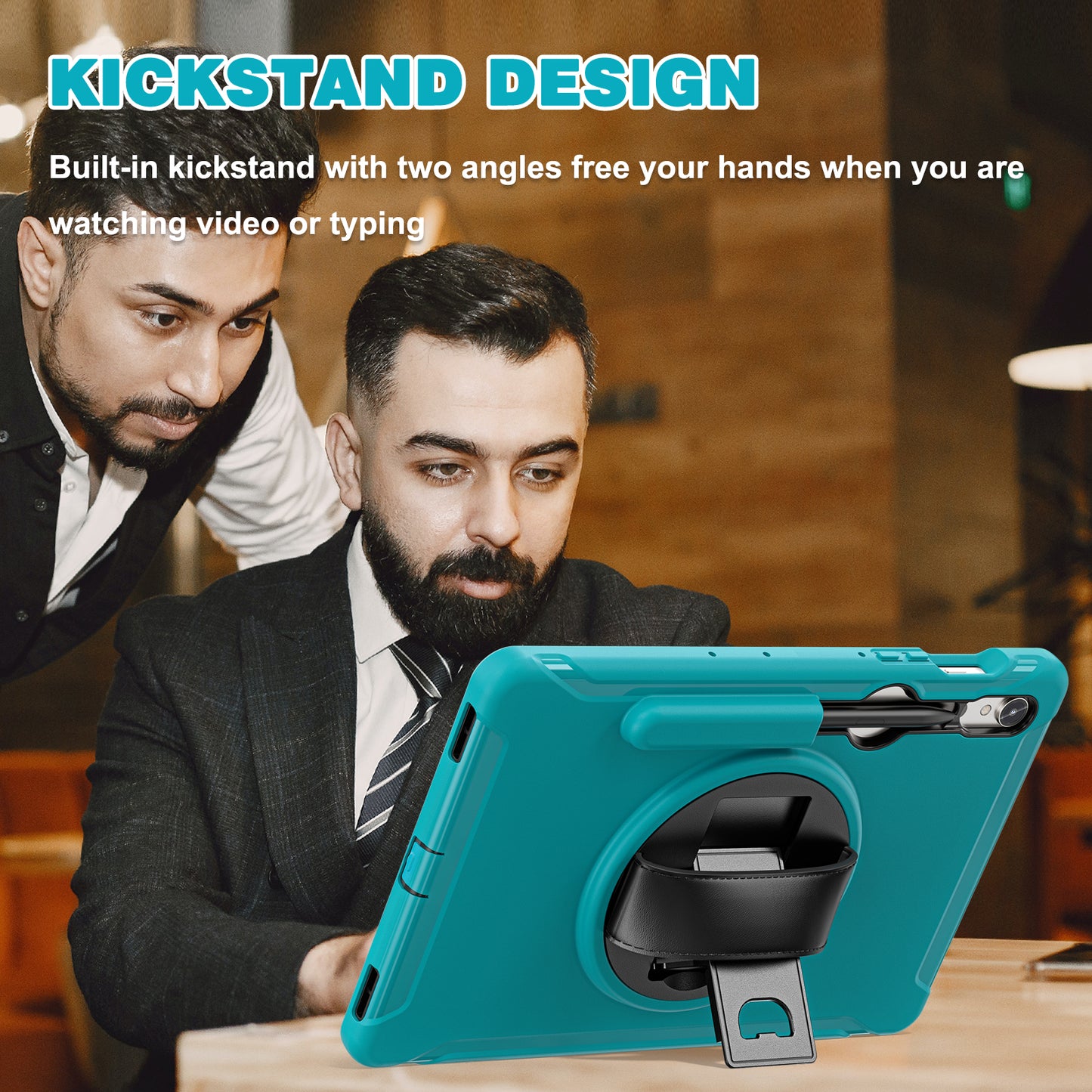 For Samsung Galaxy Tab S9 FE / S7 T870 / S8 X700 / S9 X710 Case PC+TPU Kickstand Tablet Cover with Pen Slot