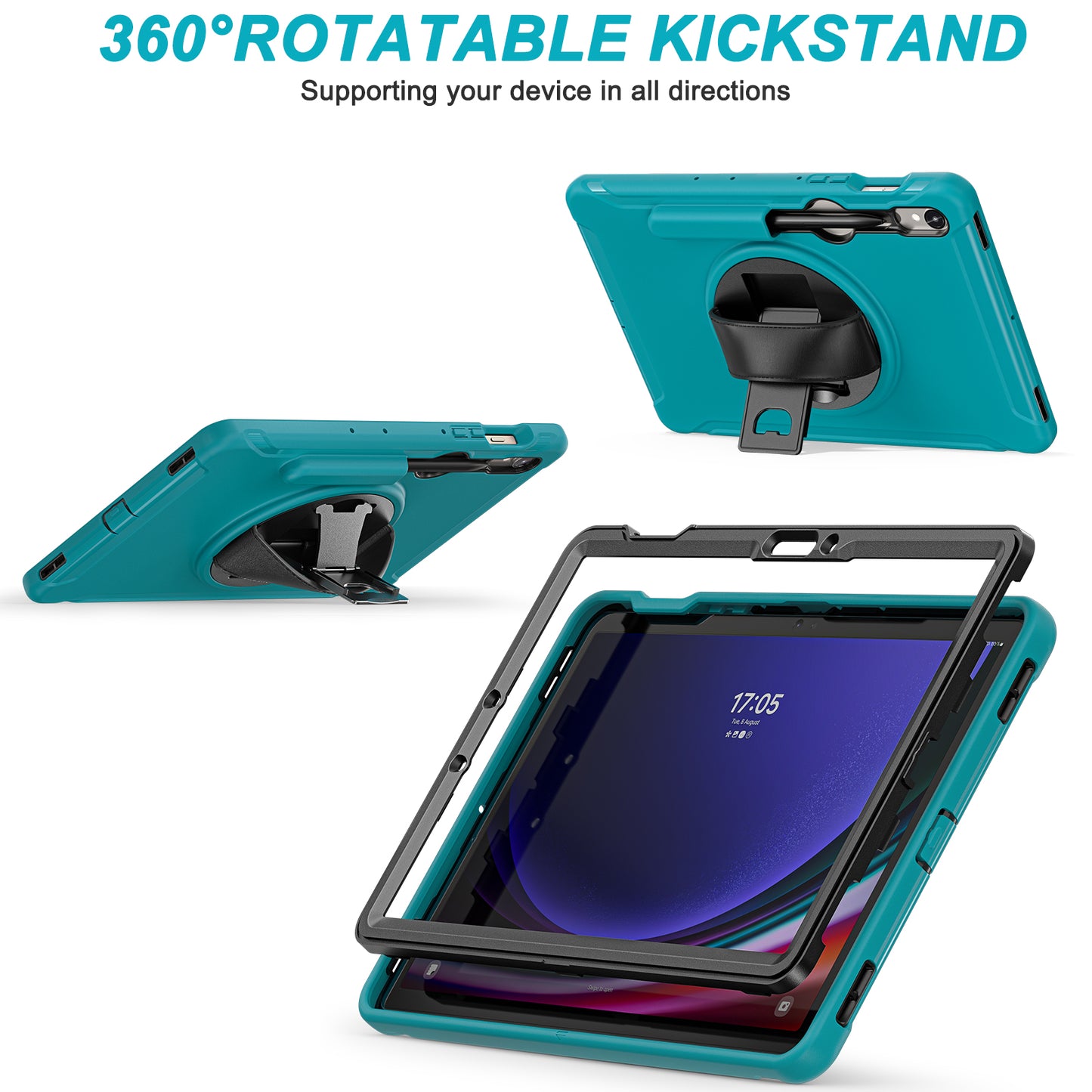 For Samsung Galaxy Tab S9 FE / S7 T870 / S8 X700 / S9 X710 Case PC+TPU Kickstand Tablet Cover with Pen Slot