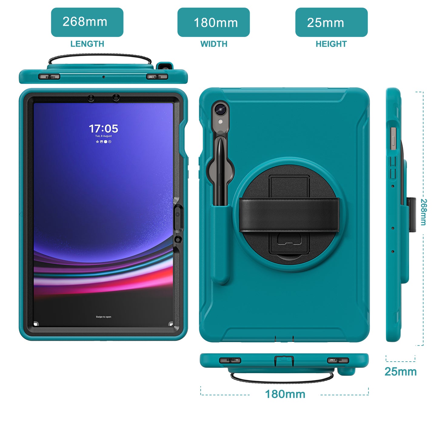 For Samsung Galaxy Tab S9 FE / S7 T870 / S8 X700 / S9 X710 Case PC+TPU Kickstand Tablet Cover with Pen Slot