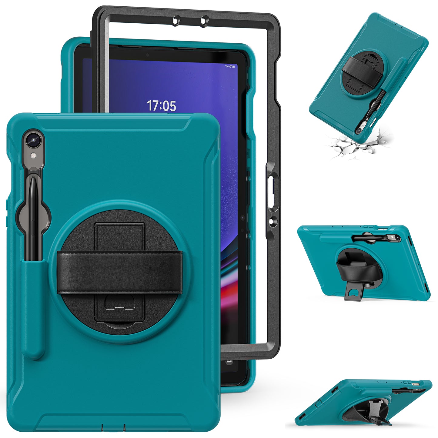 For Samsung Galaxy Tab S9 FE / S7 T870 / S8 X700 / S9 X710 Case PC+TPU Kickstand Tablet Cover with Pen Slot
