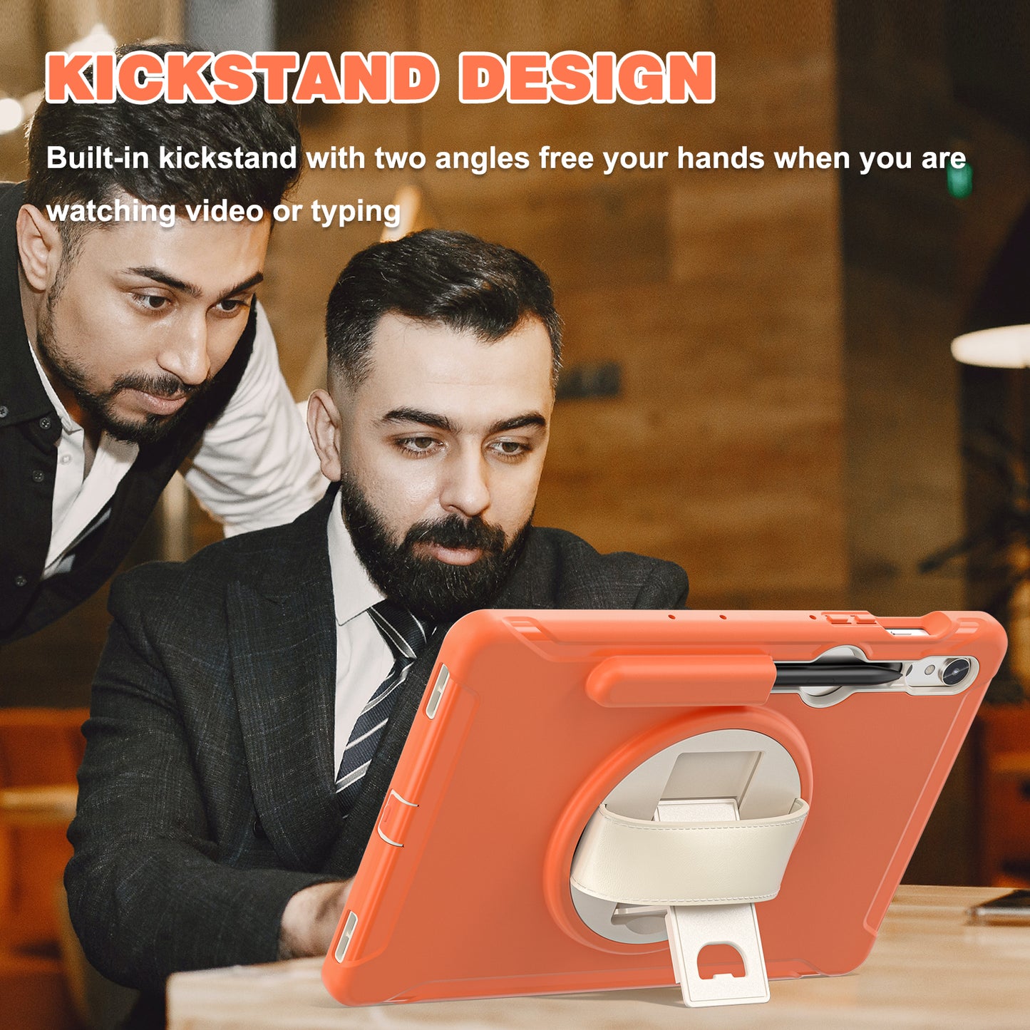 For Samsung Galaxy Tab S9 FE / S7 T870 / S8 X700 / S9 X710 Case PC+TPU Kickstand Tablet Cover with Pen Slot