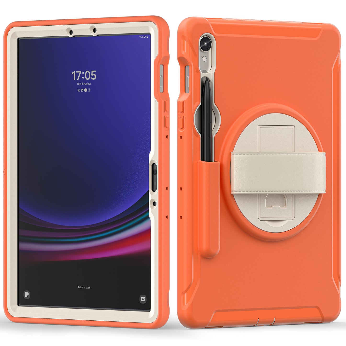 For Samsung Galaxy Tab S9 FE / S7 T870 / S8 X700 / S9 X710 Case PC+TPU Kickstand Tablet Cover with Pen Slot