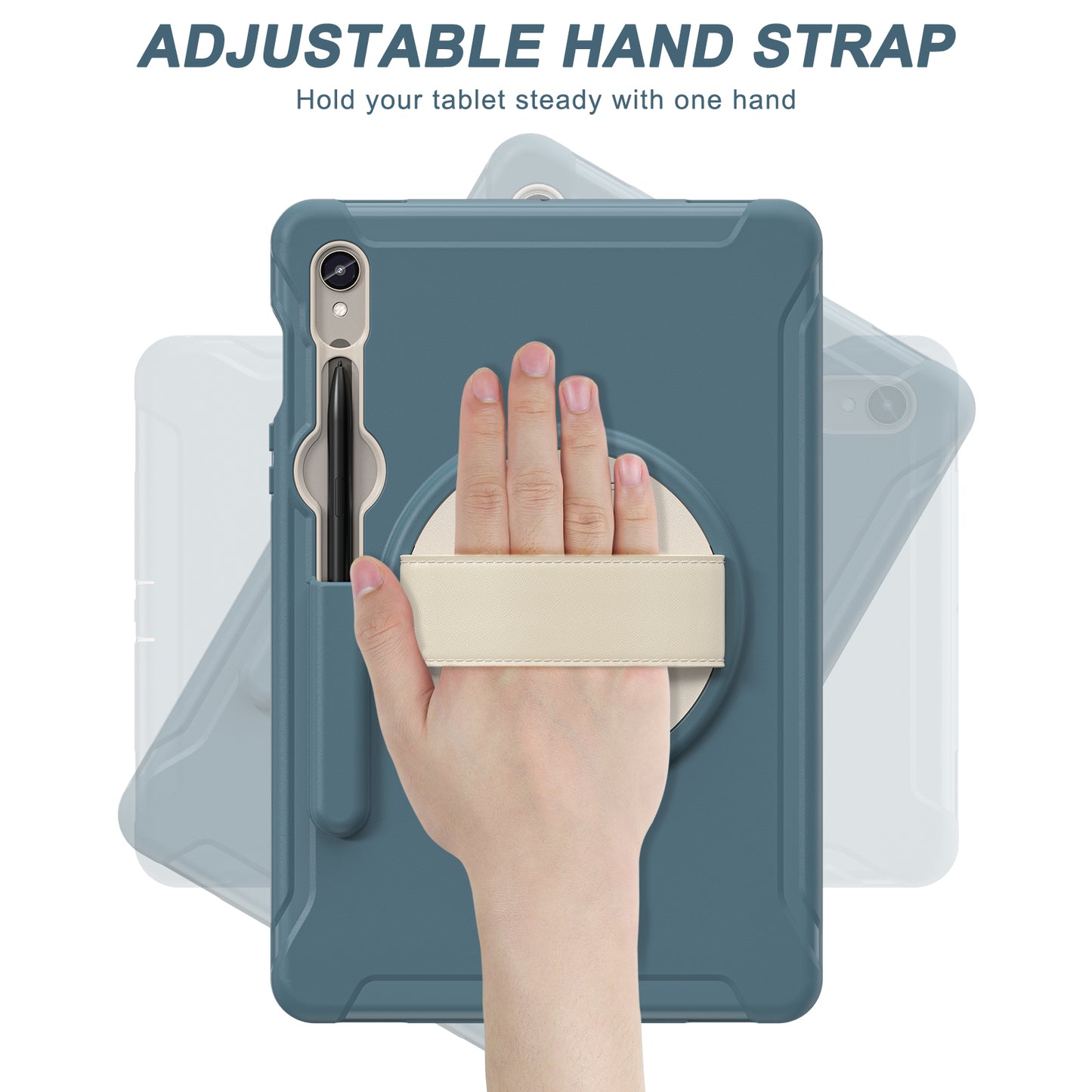 For Samsung Galaxy Tab S9 FE / S7 T870 / S8 X700 / S9 X710 Case PC+TPU Kickstand Tablet Cover with Pen Slot