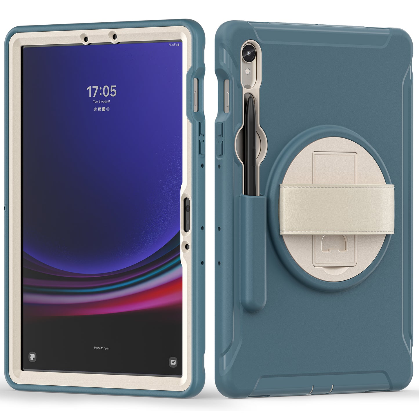 For Samsung Galaxy Tab S9 FE / S7 T870 / S8 X700 / S9 X710 Case PC+TPU Kickstand Tablet Cover with Pen Slot