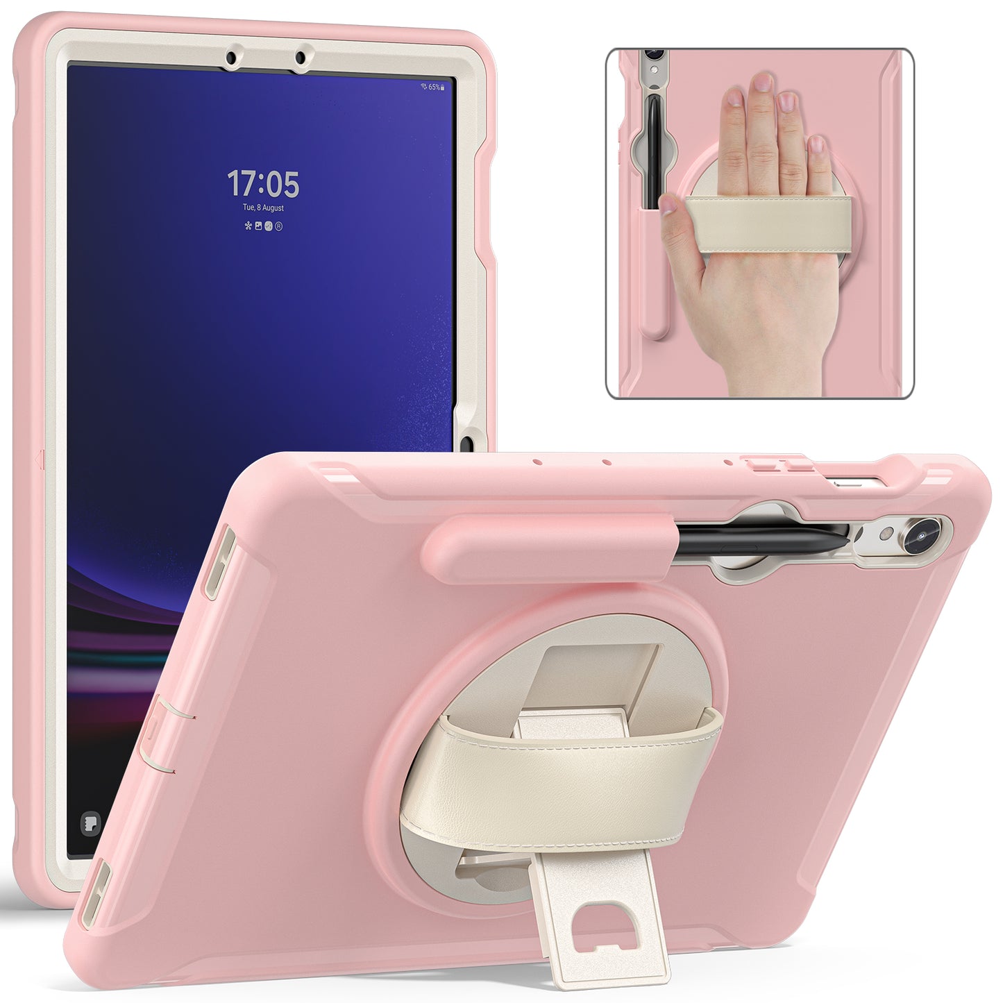 For Samsung Galaxy Tab S9 FE / S7 T870 / S8 X700 / S9 X710 Case PC+TPU Kickstand Tablet Cover with Pen Slot