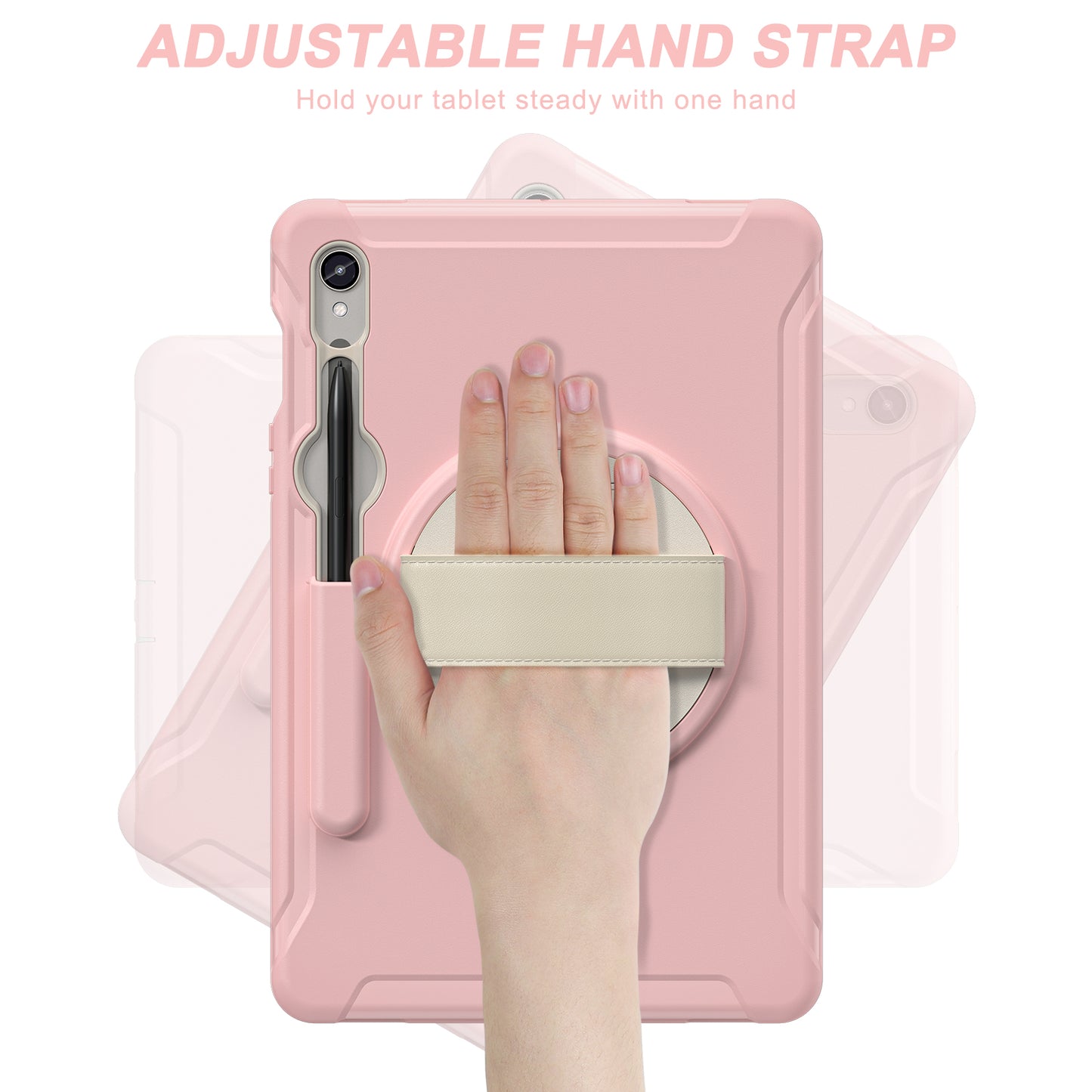 For Samsung Galaxy Tab S9 FE / S7 T870 / S8 X700 / S9 X710 Case PC+TPU Kickstand Tablet Cover with Pen Slot