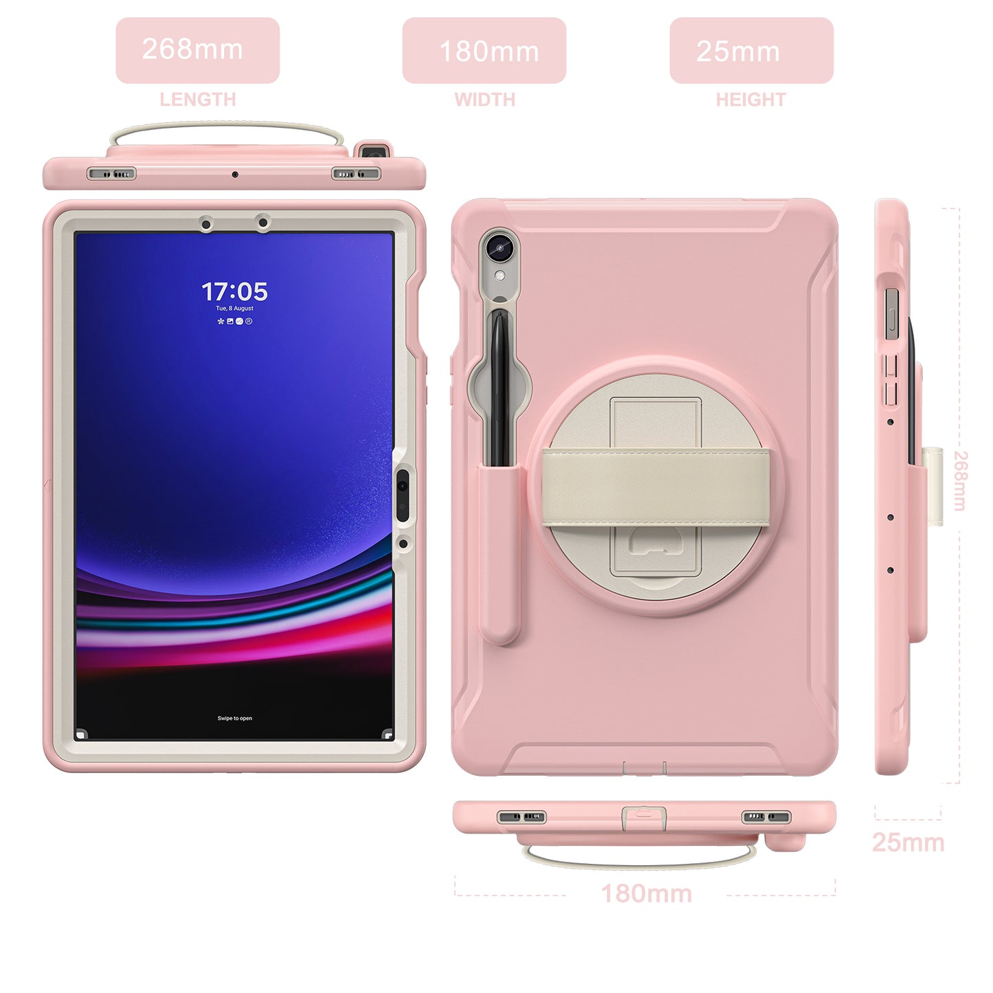 For Samsung Galaxy Tab S9 FE / S7 T870 / S8 X700 / S9 X710 Case PC+TPU Kickstand Tablet Cover with Pen Slot