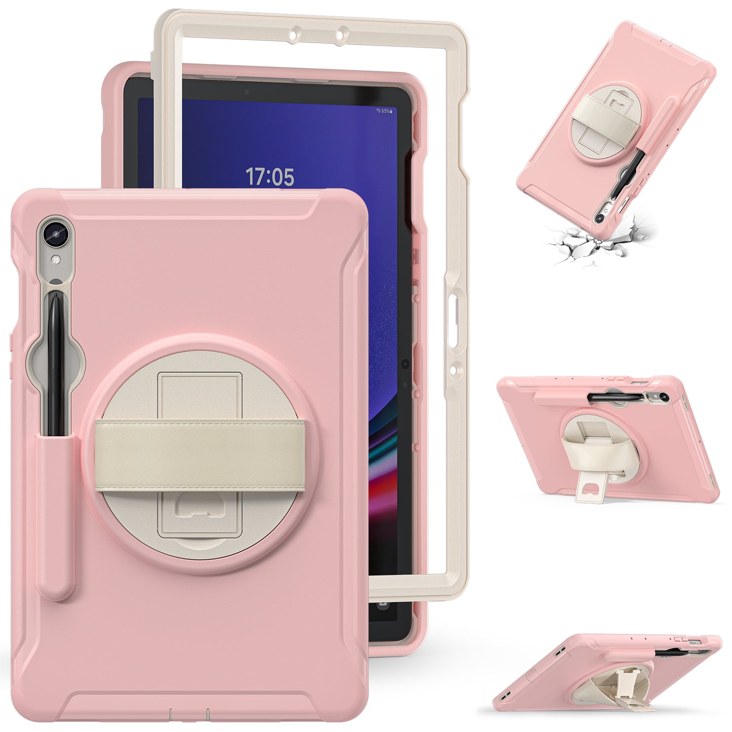 For Samsung Galaxy Tab S9 FE / S7 T870 / S8 X700 / S9 X710 Case PC+TPU Kickstand Tablet Cover with Pen Slot