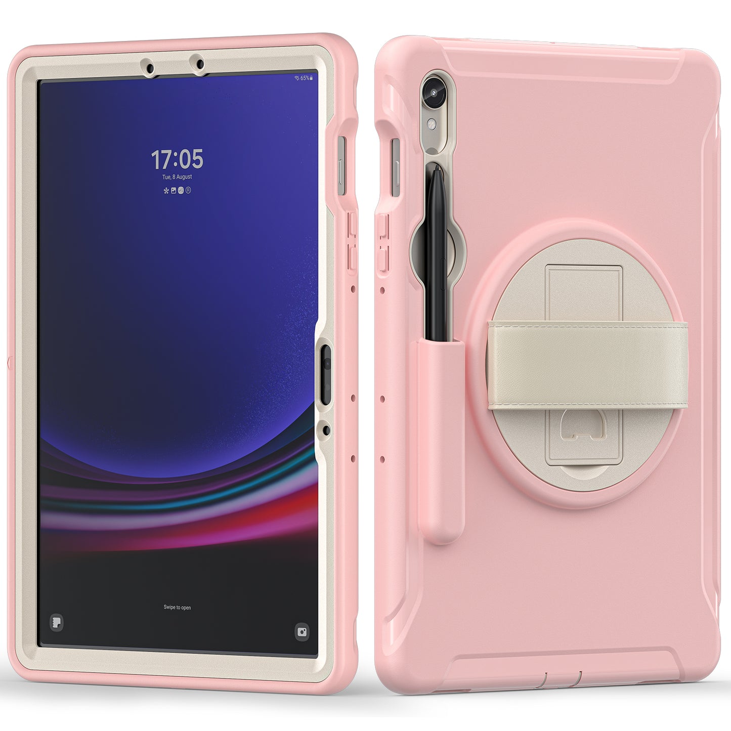For Samsung Galaxy Tab S9 FE / S7 T870 / S8 X700 / S9 X710 Case PC+TPU Kickstand Tablet Cover with Pen Slot