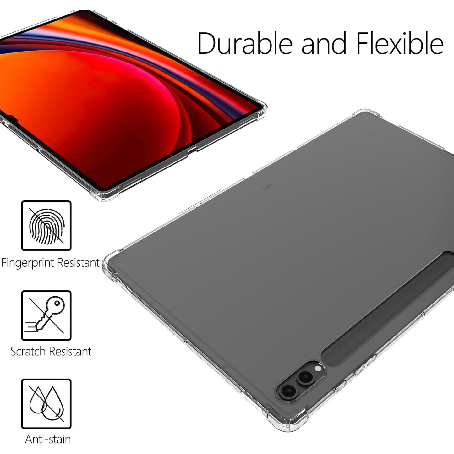 For Samsung Galaxy Tab S9 Ultra Case Drop Protection TPU Tablet Cover Transparent Shell