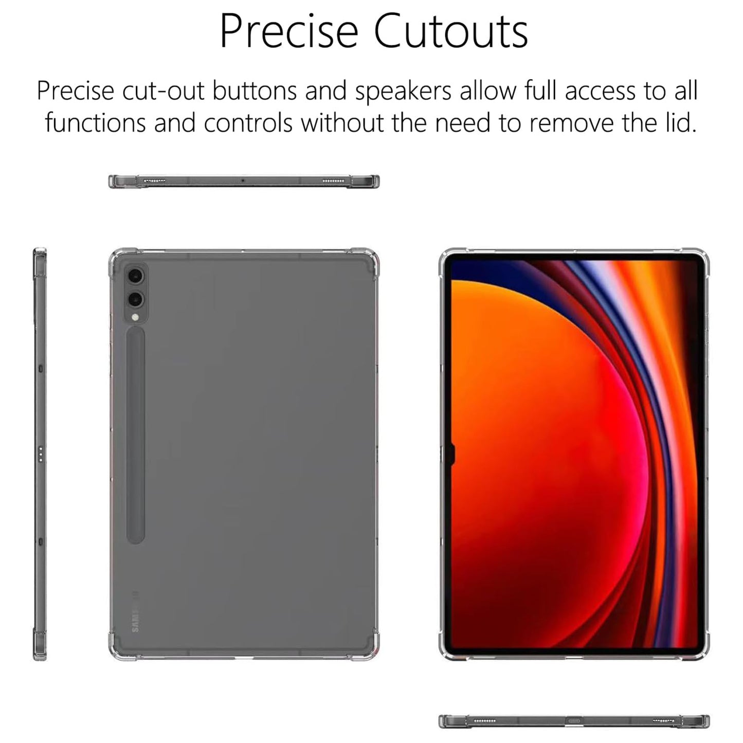 For Samsung Galaxy Tab S9 Ultra Case Drop Protection TPU Tablet Cover Transparent Shell