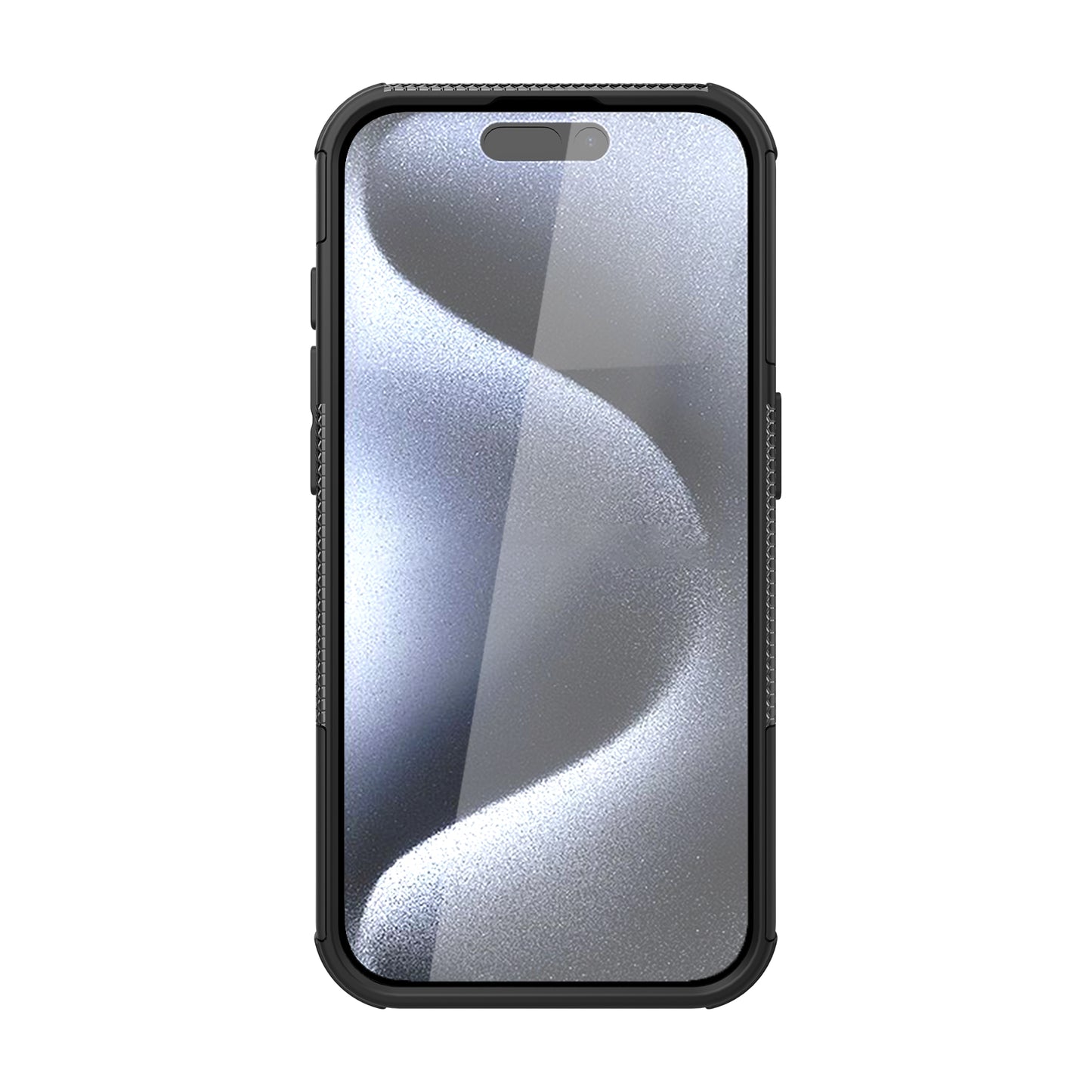 For iPhone 15 Pro PC+TPU Phone Case Tire Texture Anti-Slip Kickstand Cover