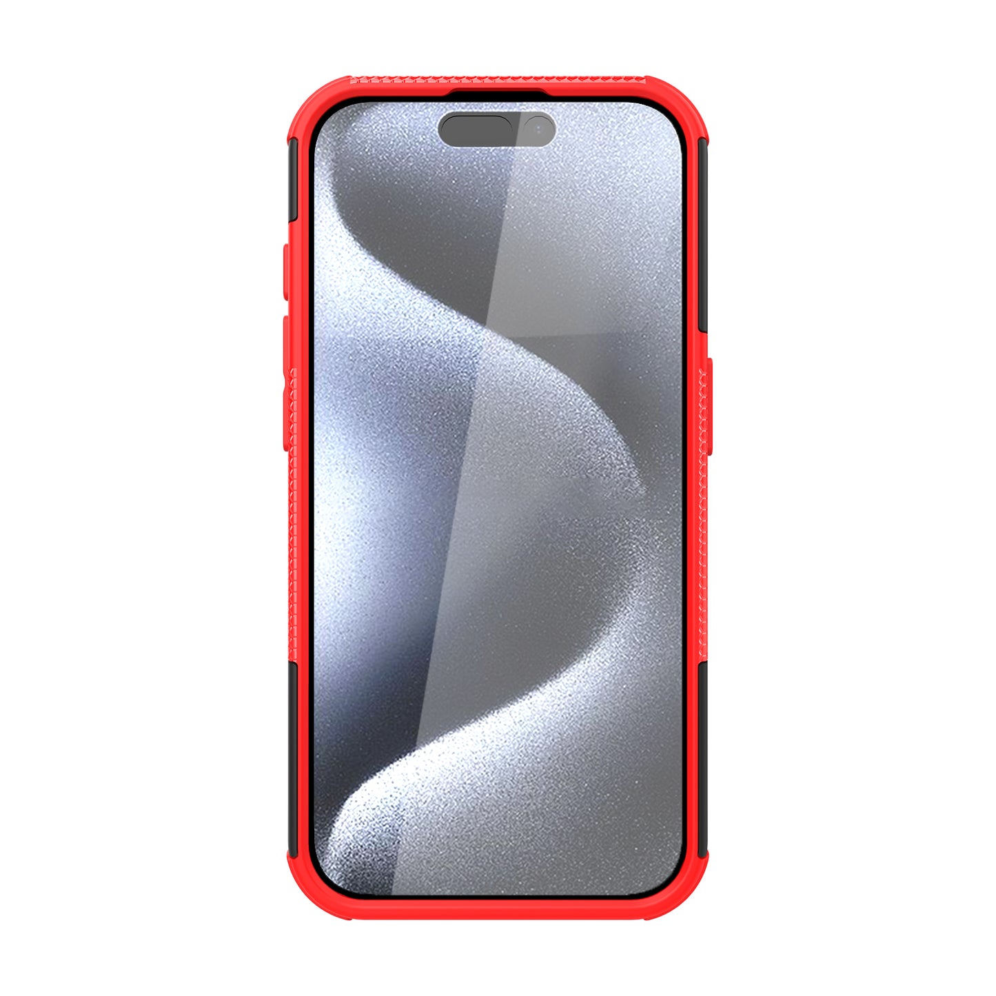 For iPhone 15 Pro PC+TPU Phone Case Tire Texture Anti-Slip Kickstand Cover