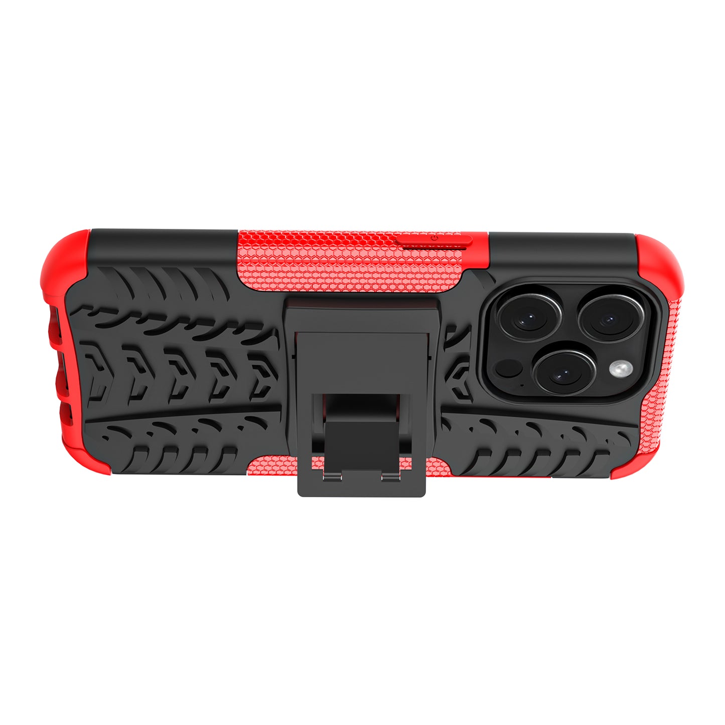 For iPhone 15 Pro PC+TPU Phone Case Tire Texture Anti-Slip Kickstand Cover