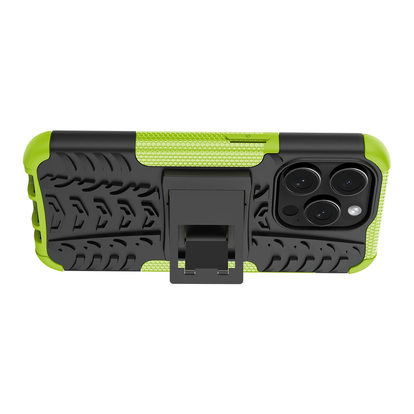 For iPhone 15 Pro PC+TPU Phone Case Tire Texture Anti-Slip Kickstand Cover