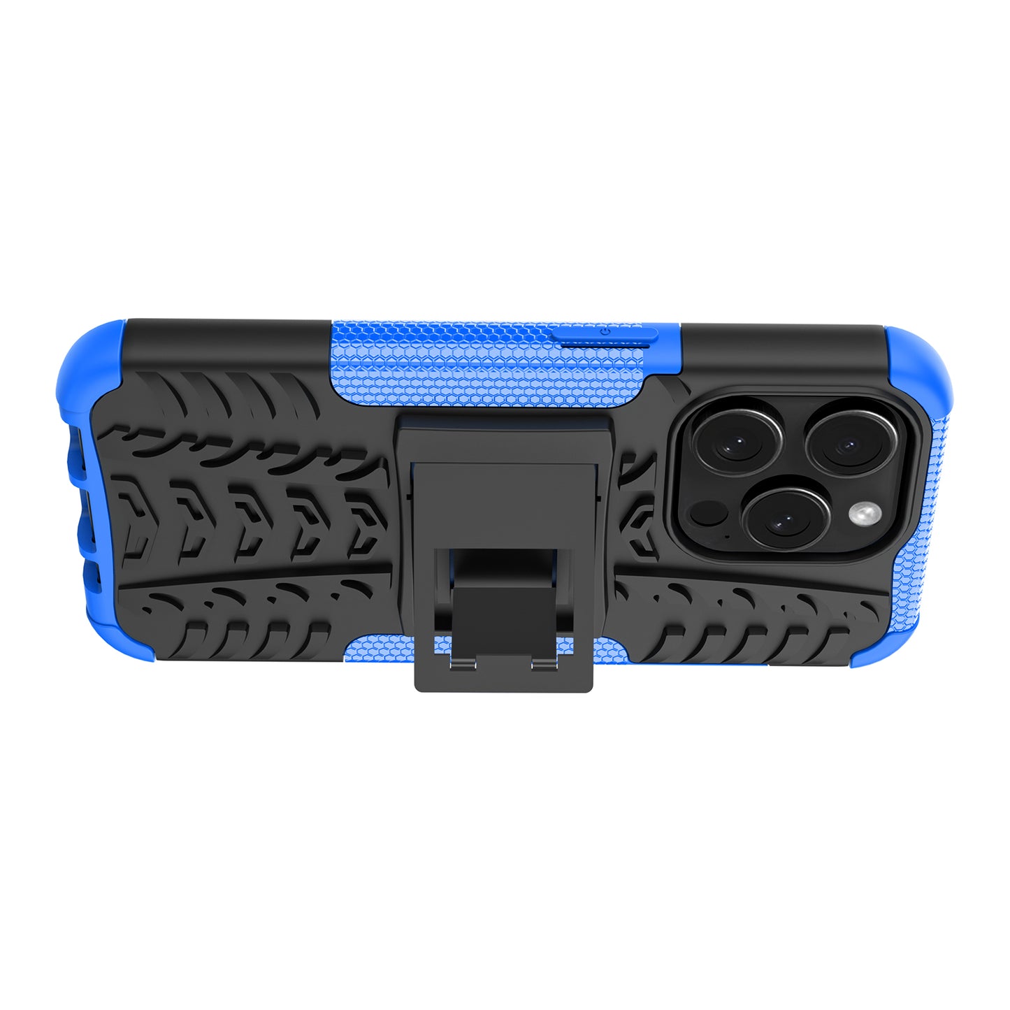 For iPhone 15 Pro PC+TPU Phone Case Tire Texture Anti-Slip Kickstand Cover