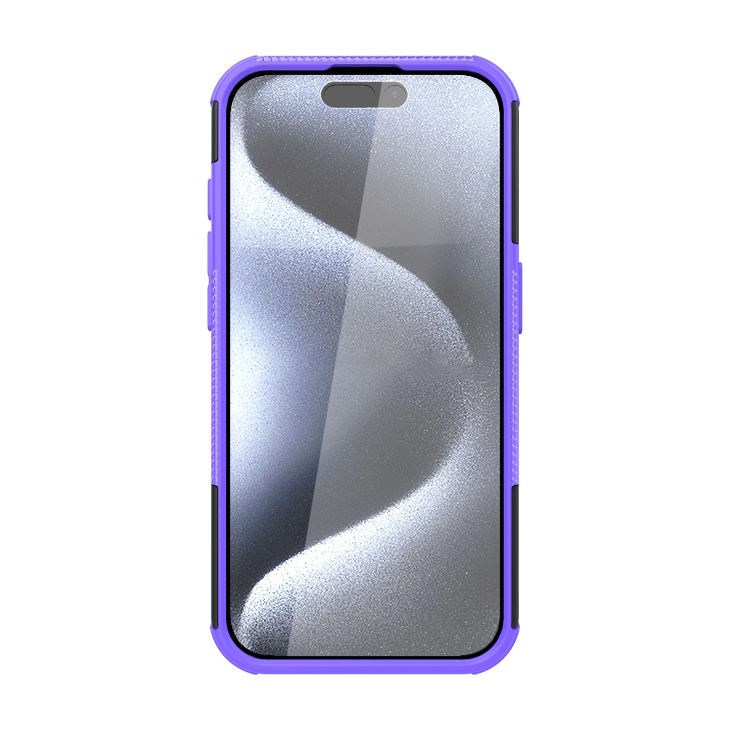 For iPhone 15 Pro PC+TPU Phone Case Tire Texture Anti-Slip Kickstand Cover
