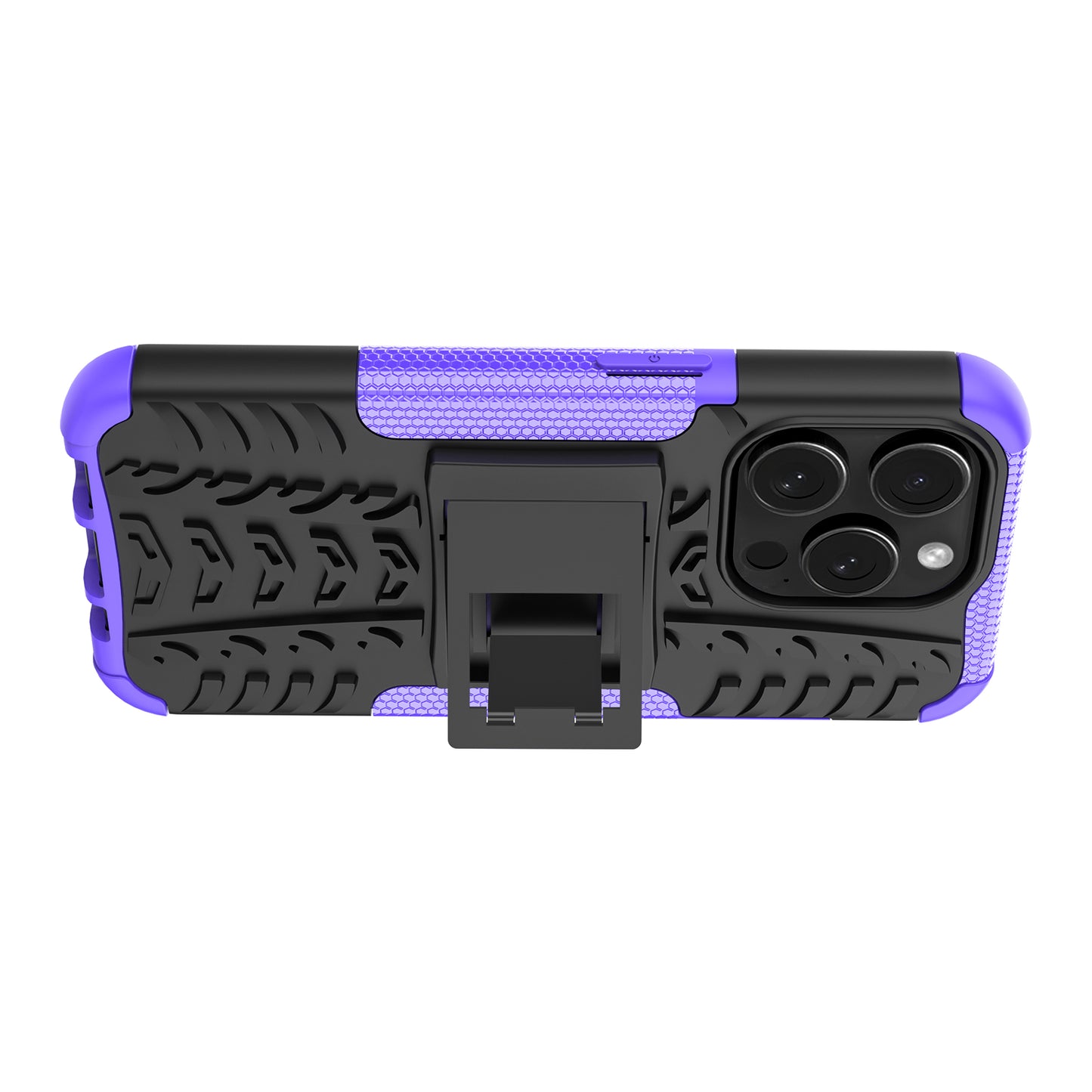 For iPhone 15 Pro PC+TPU Phone Case Tire Texture Anti-Slip Kickstand Cover