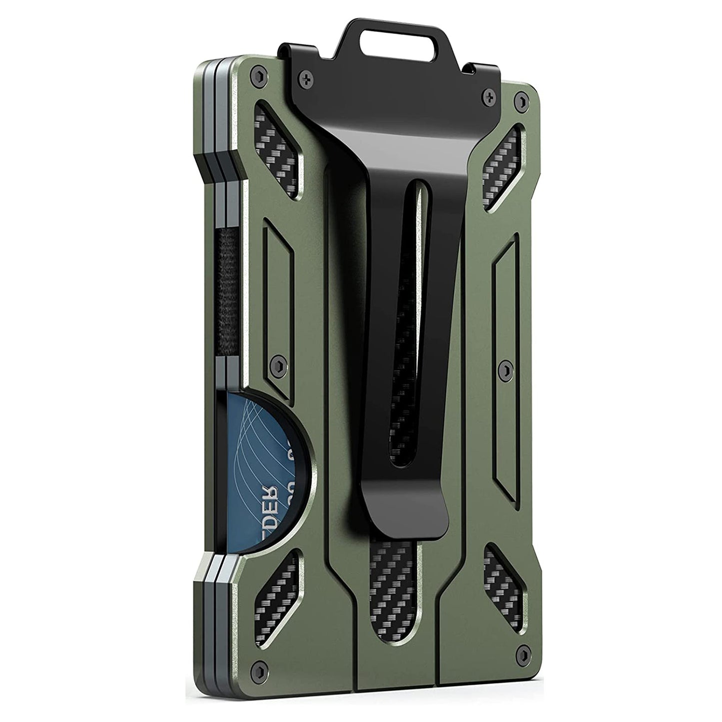BIIGELL KB002 Multifunction Metal Card Holder for Apple AirTag, Clip-on Design Card Protection Case Card Carrying Pouch
