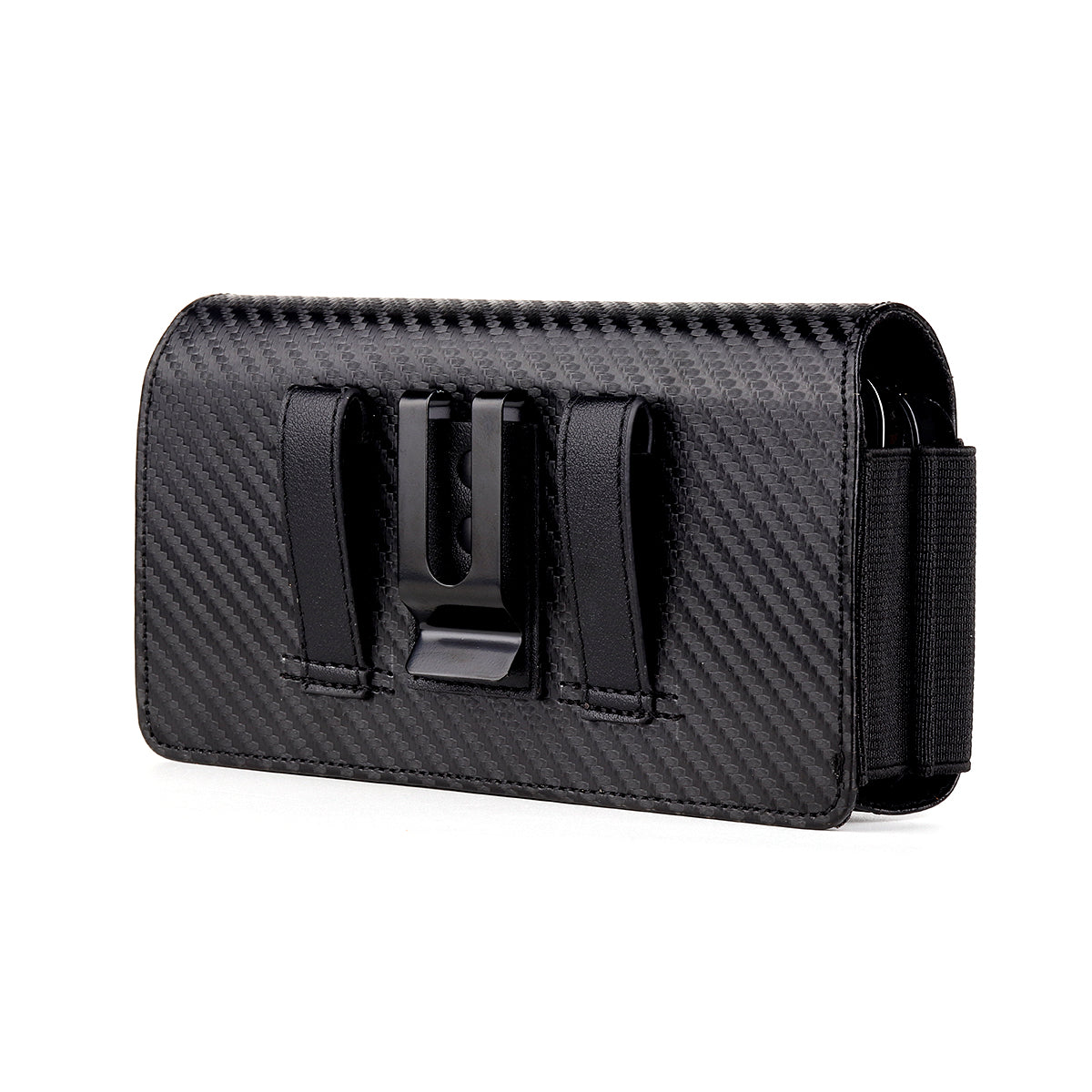 17.2 x 9.5 x 4cm Dual Smartphone Belt Pouch Horizontal Cell Phones PU Leather Waist Phone Bag