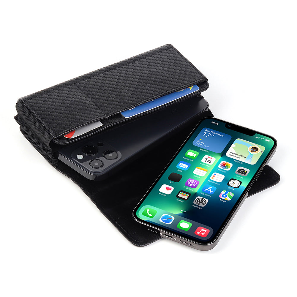 17.2 x 9.5 x 4cm Dual Smartphone Belt Pouch Horizontal Cell Phones PU Leather Waist Phone Bag