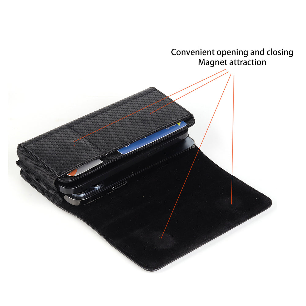 17.2 x 9.5 x 4cm Dual Smartphone Belt Pouch Horizontal Cell Phones PU Leather Waist Phone Bag