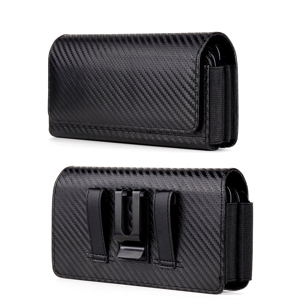 17.2 x 9.5 x 4cm Dual Smartphone Belt Pouch Horizontal Cell Phones PU Leather Waist Phone Bag