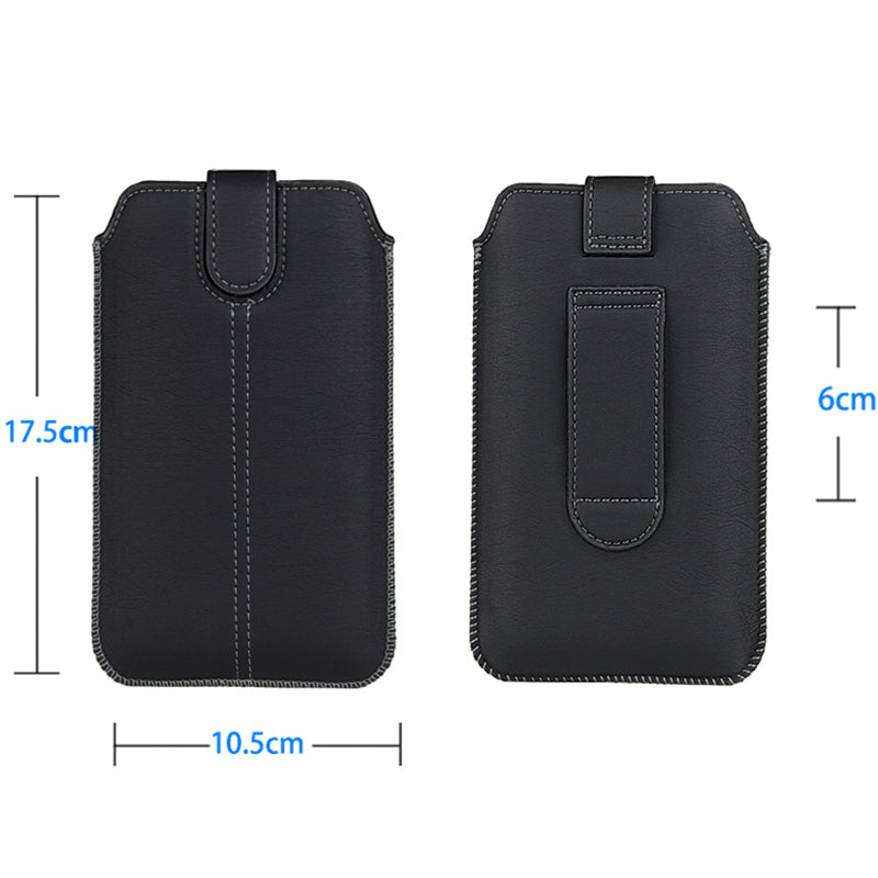 17.5 x 10.5cm Slim Waist Phone Bag for 6.7 inch Smartphones Belt Phone Pouch Universal PU Leather Holder