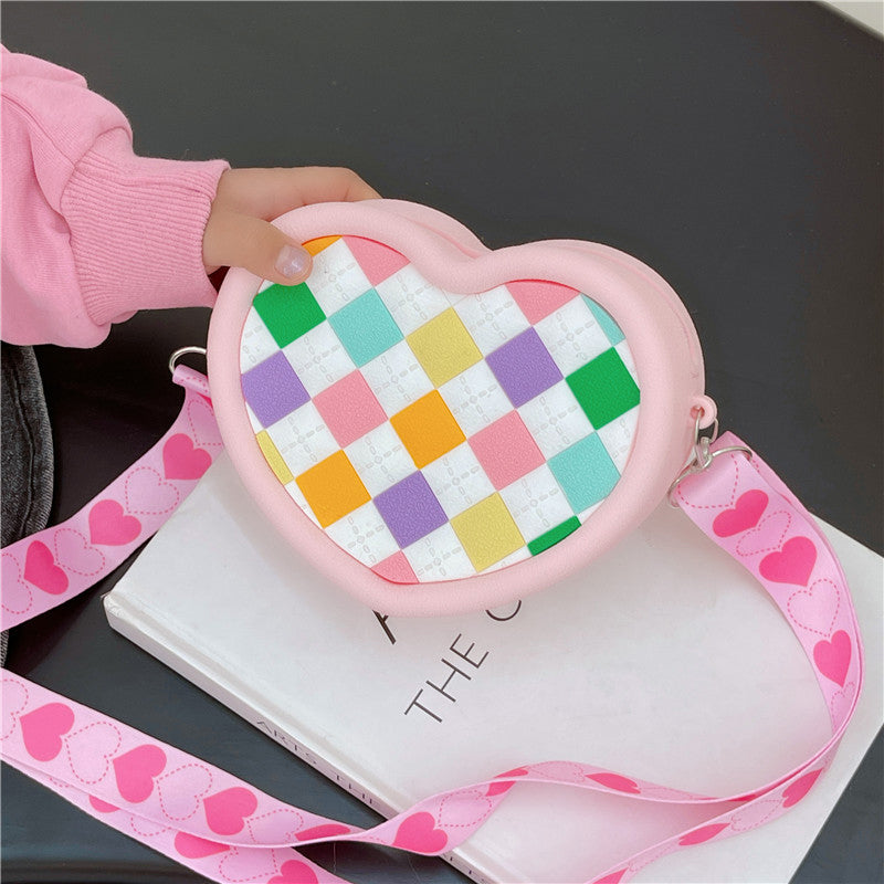 Women Cute Heart Shape Small Shoulder Bag Silicone Crossbody Bag Birthday Gift