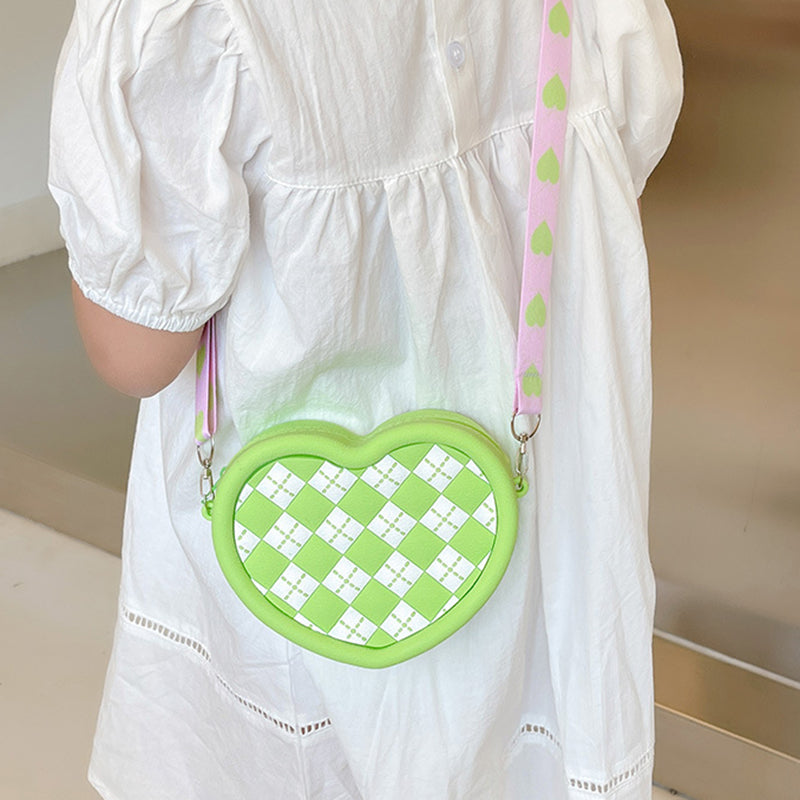 Women Cute Heart Shape Small Shoulder Bag Silicone Crossbody Bag Birthday Gift