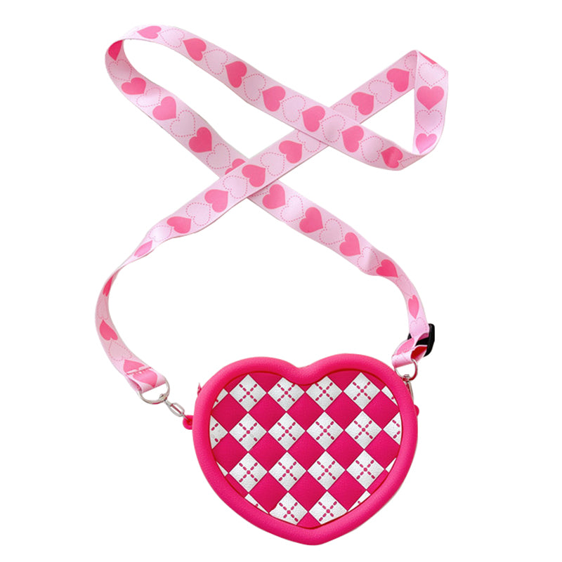 Women Cute Heart Shape Small Shoulder Bag Silicone Crossbody Bag Birthday Gift