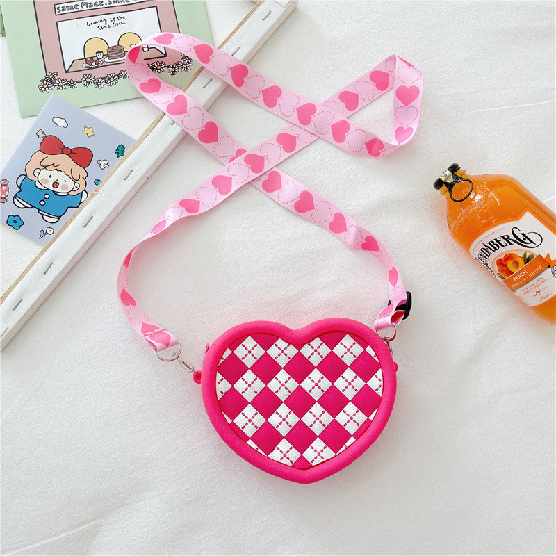 Women Cute Heart Shape Small Shoulder Bag Silicone Crossbody Bag Birthday Gift